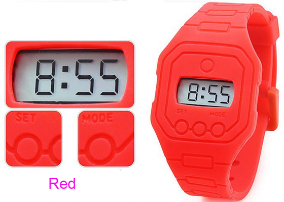 Τα άνετα κόκκινα ρολόγια Wristband σιλικόνης ποτίζουν ανθεκτικό 1 ATM ή 3 ATM